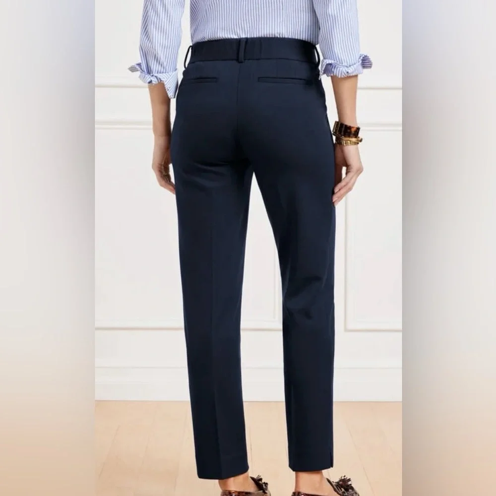TALBOTS NWT NAVY HAMPSHIRE STRAIGHT ANKLE PANTS SIZE 14 - Picture 1 of 14